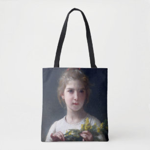 Meisje met Mimosa, Bouguereau Tote Bag