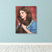 Meisje met mooi lang bruin haar canvas afdruk (Insitu (Houten vloer))