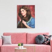 Meisje met mooi lang bruin haar canvas afdruk (Insitu (Woonkamer))