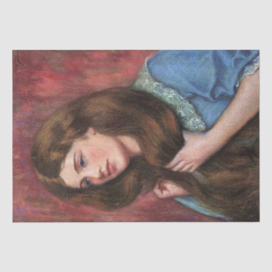 Meisje met mooi lang bruin haar tissuepapier (Voorkant)
