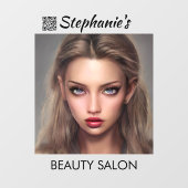 Meisje met mooie blauwe ogen Schoonheidssalon met  Raamsticker (Vel)