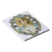  meisje met mooie bloemen en boe notitieblok (Schuin)