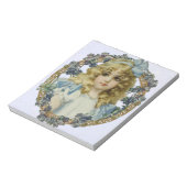  meisje met mooie bloemen en boe notitieblok (Linkerzijde)