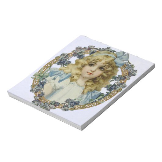  meisje met mooie bloemen en boe notitieblok (Linkerzijde)