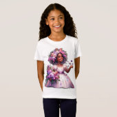 Meisje met mooie lentebloemen t-shirt (Voorkant volledig)