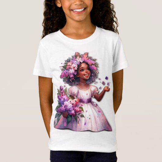 Meisje met mooie lentebloemen t-shirt (Voorkant)