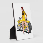 Meisje met motorfiets fotoplaat (Zijkant)