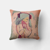 Meisje met muziek in haar hoofd kussen (Achterkant)