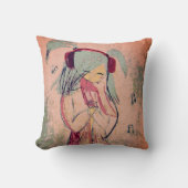 Meisje met muziek in haar hoofd kussen (Voorkant)