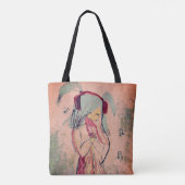 Meisje met muziek in haar hoofd portret tote bag (Achterkant)
