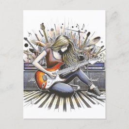 Meisje met muzikale sfeer briefkaart