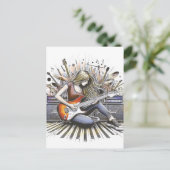 Meisje met muzikale sfeer briefkaart (Staand voorkant)