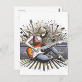 Meisje met muzikale sfeer briefkaart (Voorkant / Achterkant)