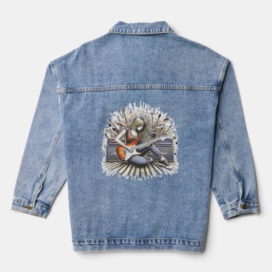 Meisje met muzikale sfeer denim jacket (Achterkant)