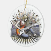 Meisje met muzikale sfeer keramisch ornament (Links)