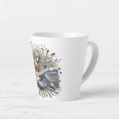 Meisje met muzikale sfeer latte mok (Rechterhoek)