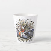 Meisje met muzikale sfeer latte mok (Voorkant)