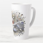 Meisje met muzikale sfeer latte mok (Rechterhoek)