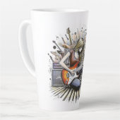 Meisje met muzikale sfeer latte mok (Linkerhoek)