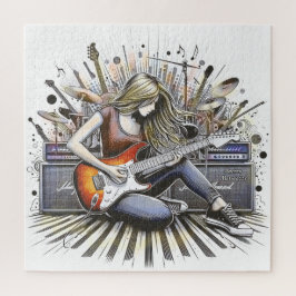 Meisje met muzikale sfeer legpuzzel