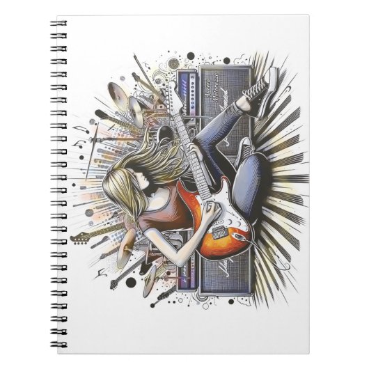 Meisje met muzikale sfeer notitieboek (Voorkant)