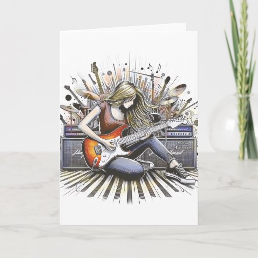 Meisje met muzikale sfeer notitiekaartje (Voorkant)