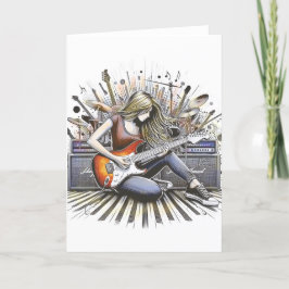 Meisje met muzikale sfeer notitiekaartje