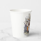 Meisje met muzikale sfeer papieren bekers (Rechts)