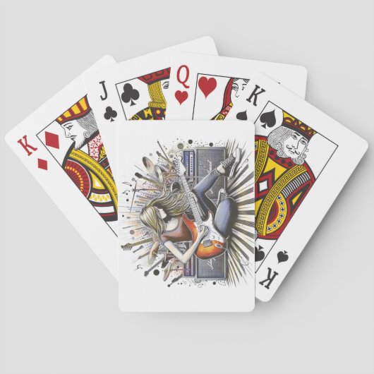 Meisje met muzikale sfeer pokerkaarten (Achterkant)