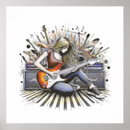 Meisje met muzikale sfeer poster