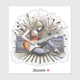 Meisje met muzikale sfeer sticker