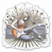 Meisje met muzikale sfeer sticker (Voorkant)