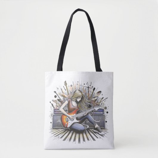 Meisje met muzikale sfeer tote bag (Voorkant)