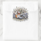 Meisje met muzikale sfeer vierkante sticker (Tas)