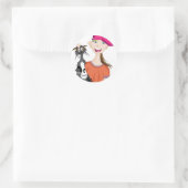 Meisje met natte kat ronde sticker (Tas)