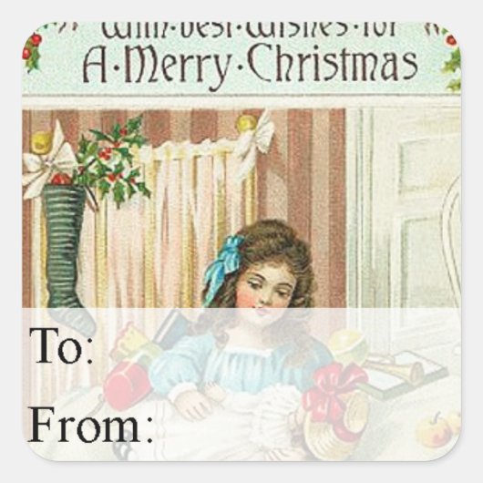  meisje met nieuw Doll Gift Label (Voorkant)