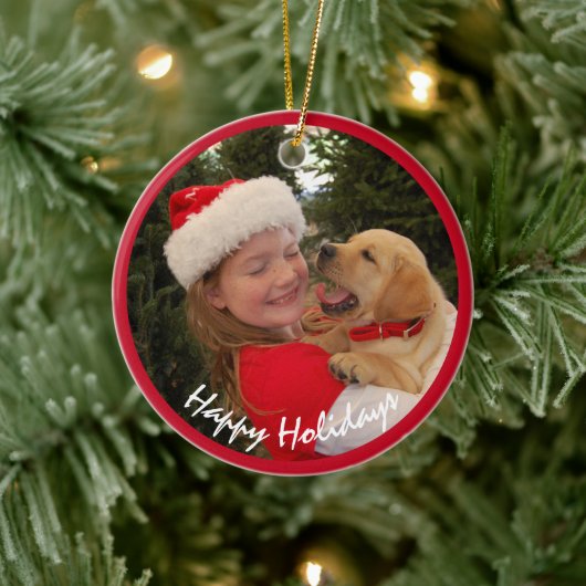 Meisje met Nieuwe Puppy voor Kerstmis Keramisch Ornament (Boom)