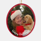 Meisje met Nieuwe Puppy voor Kerstmis Keramisch Ornament (Links)