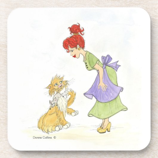 Meisje met Onderzetter van katten en muizen (Voorkant)