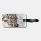 Meisje met operahuis in Sydney. Bagagelabel (Achterkant horizontaal)