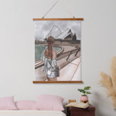 Meisje met operahuis in Sydney. Hangend Wandkleed (Slaapkamer)