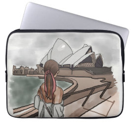 Meisje met operahuis in Sydney. Laptop Sleeve