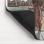 Meisje met operahuis in Sydney. Muismat (Hoek)