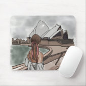 Meisje met operahuis in Sydney. Muismat (Met muis)