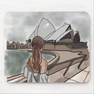 Meisje met operahuis in Sydney. Muismat