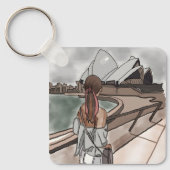 Meisje met operahuis in Sydney. Sleutelhanger (Voorkant)