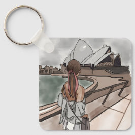 Meisje met operahuis in Sydney. Sleutelhanger