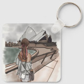 Meisje met operahuis in Sydney. Sleutelhanger (Achterkant)