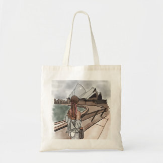 Meisje met operahuis in Sydney. Tote Bag