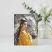 Meisje met Paard Chinese Zodiac Art Briefkaart (Staand voorkant)